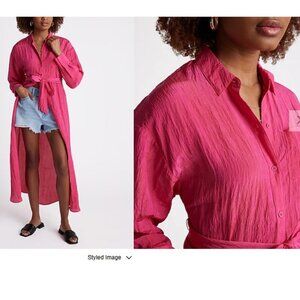 Express Crinkle Portofino Maxi Shirt Dress